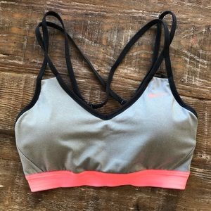 Nike Sports Bra Gray & Neon Peach